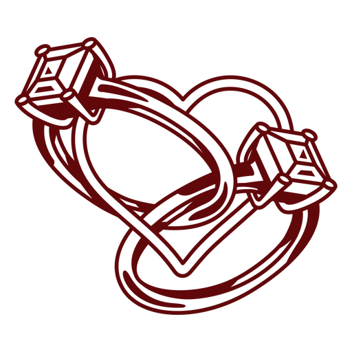 Elegantes Herzdesign aus ineinander verschlungenen Ringen PNG-Design