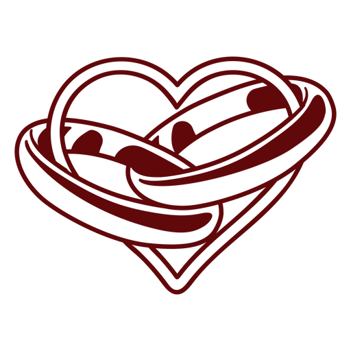 Corazón con dos anillos. Diseño PNG