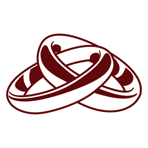 Elegante diseño de anillos de boda entrelazados Diseño PNG