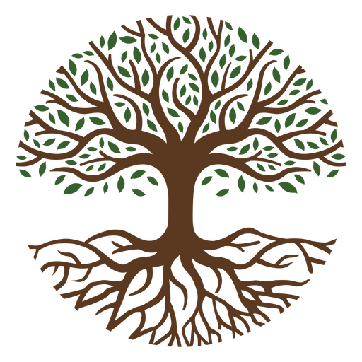 Árbol de la vida con raíces. Diseño PNG