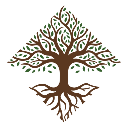 Diseño de camiseta de árbol estilizado con ramas y raíces intrincadas. Diseño PNG