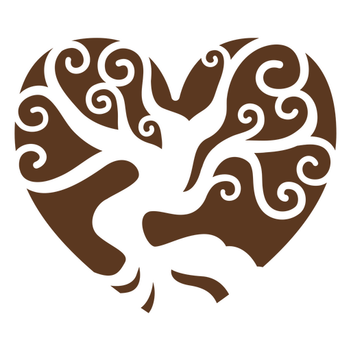 Árbol de la vida en forma de corazón. Diseño PNG