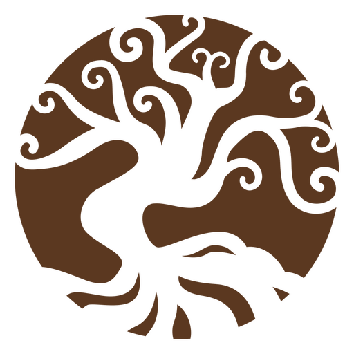 El logo del árbol de la vida en marrón y negro. Diseño PNG