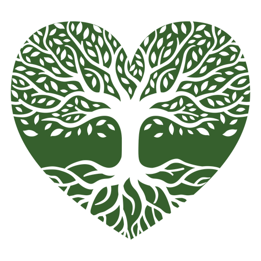 Árbol verde en forma de corazón. Diseño PNG