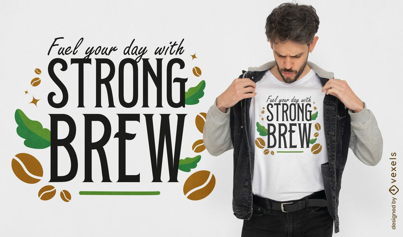 Diseño de camiseta con letras de cerveza fuerte.