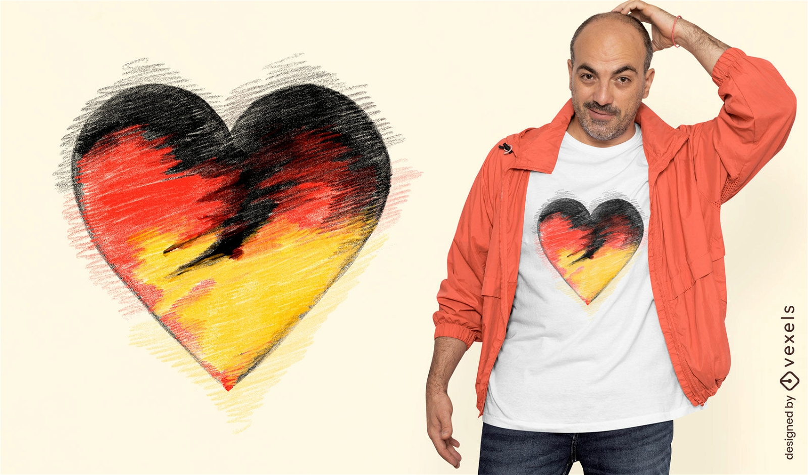 Diseño de camiseta de corazón de Alemania.