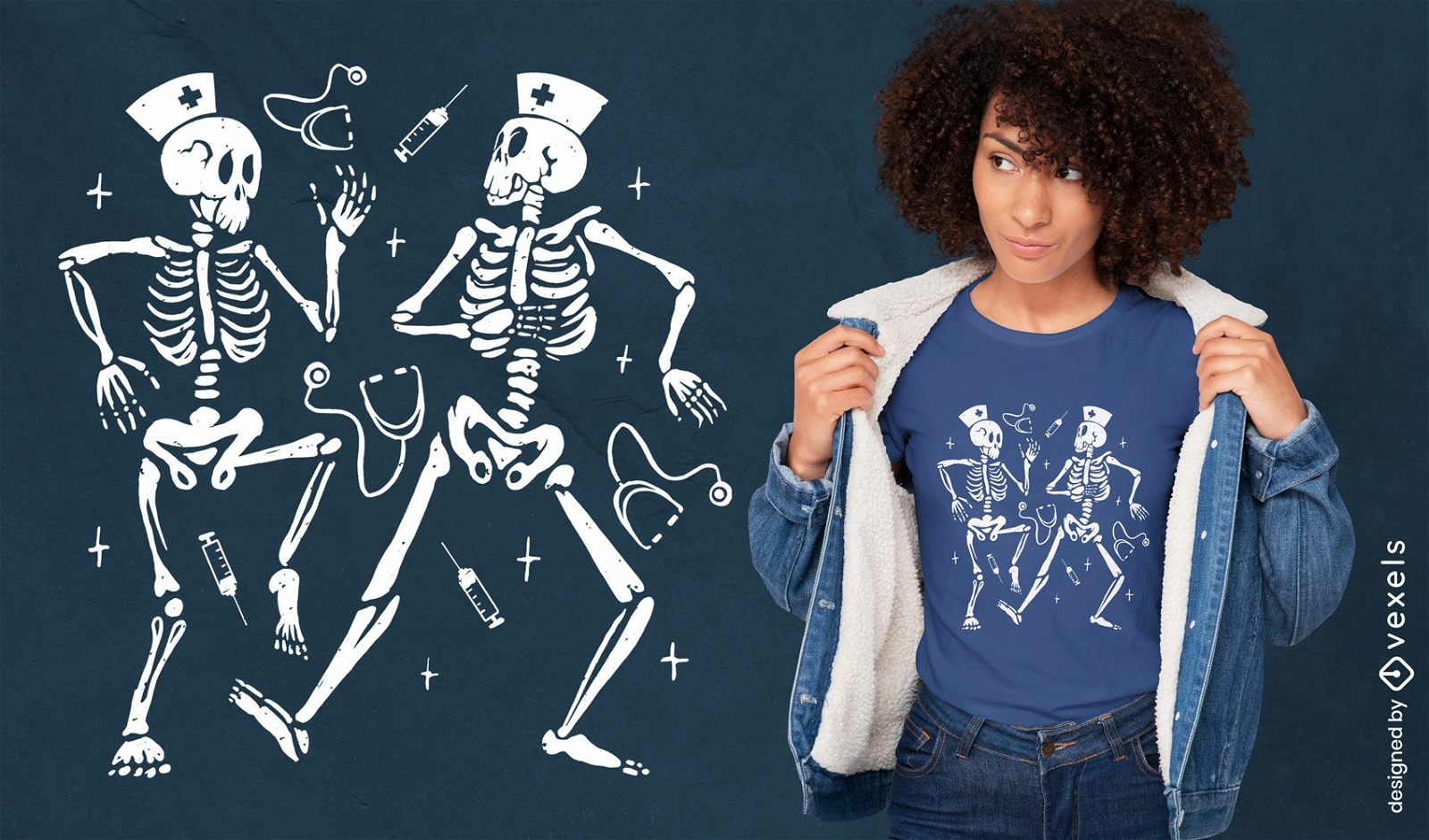 Skeleton nurse t-shirt design