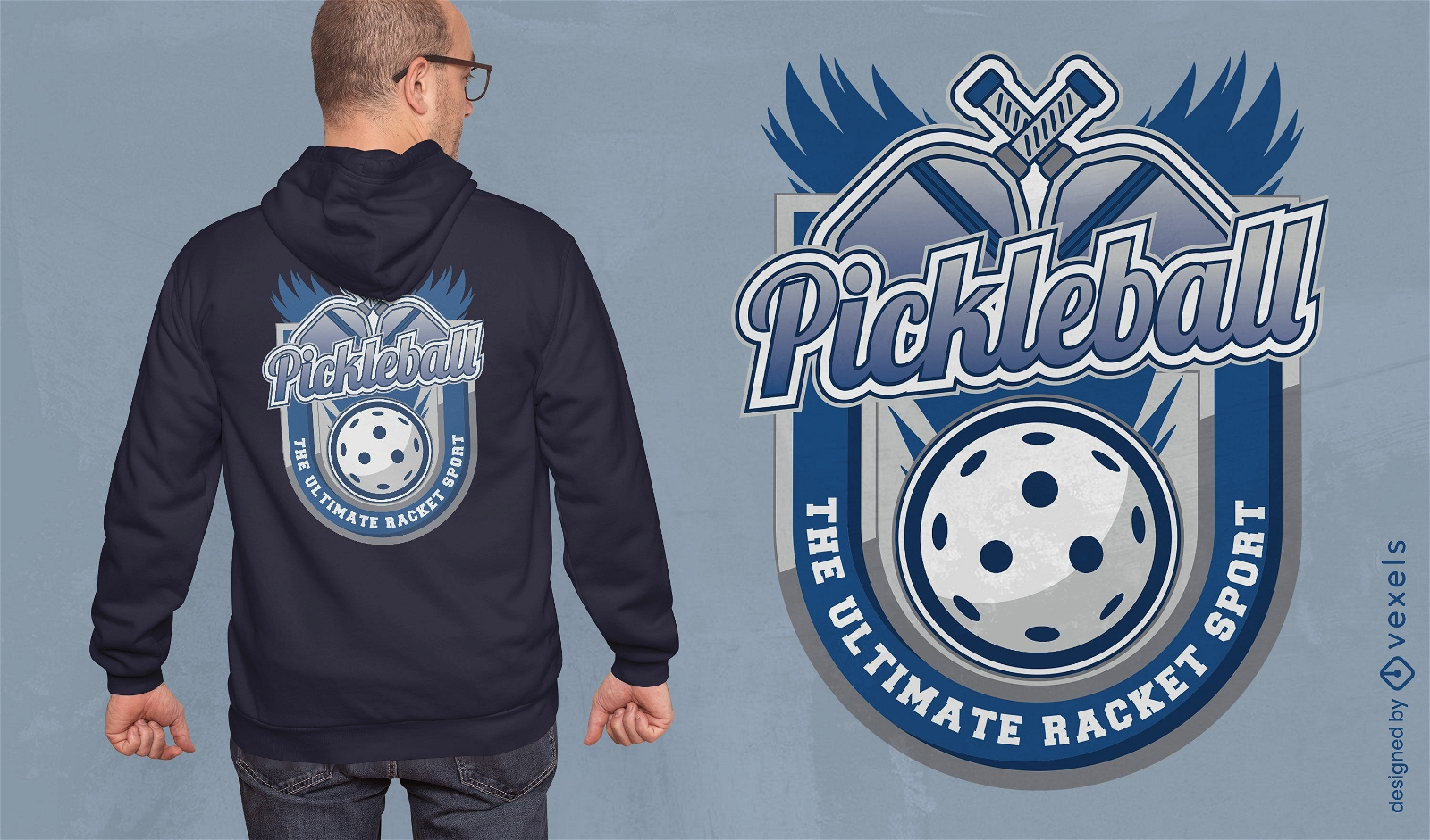 Blaues Pickleball-Sport-T-Shirt-Design