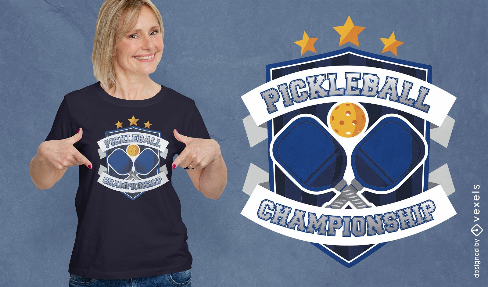 Diseño de camiseta de campeones de Pickleball.