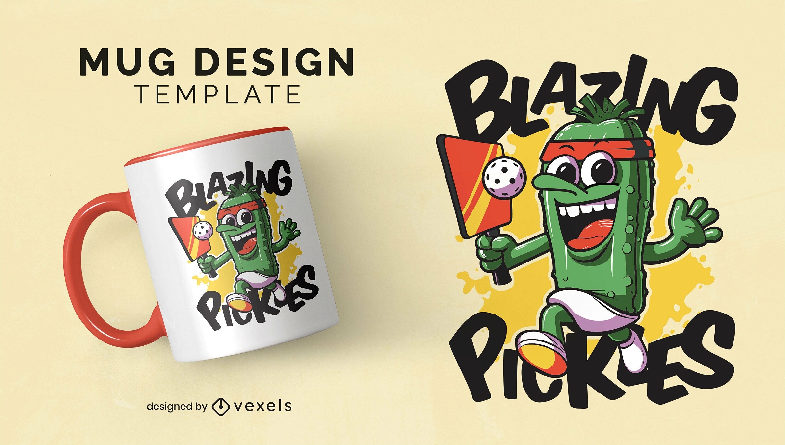 Pickle playing sports mug template design