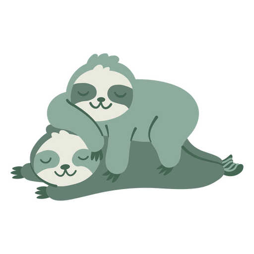 Duas preguiças deitadas uma em cima da outra Desenho PNG