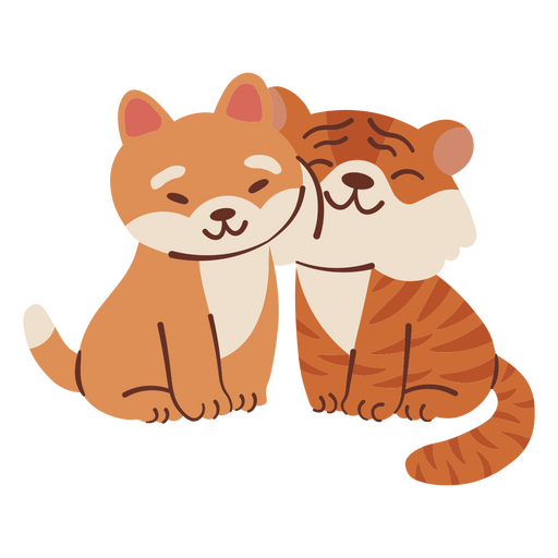 Two tiger and cat together PNG Design