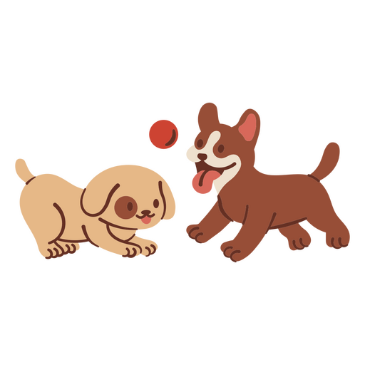 Dois cachorros brincando com uma bola Desenho PNG