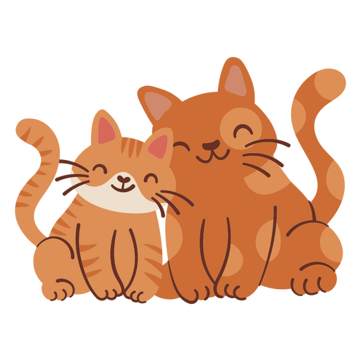 Zwei orangefarbene Katzen sitzen zusammen PNG-Design