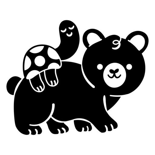 Ilustração brincalhona de urso e tartaruga Desenho PNG