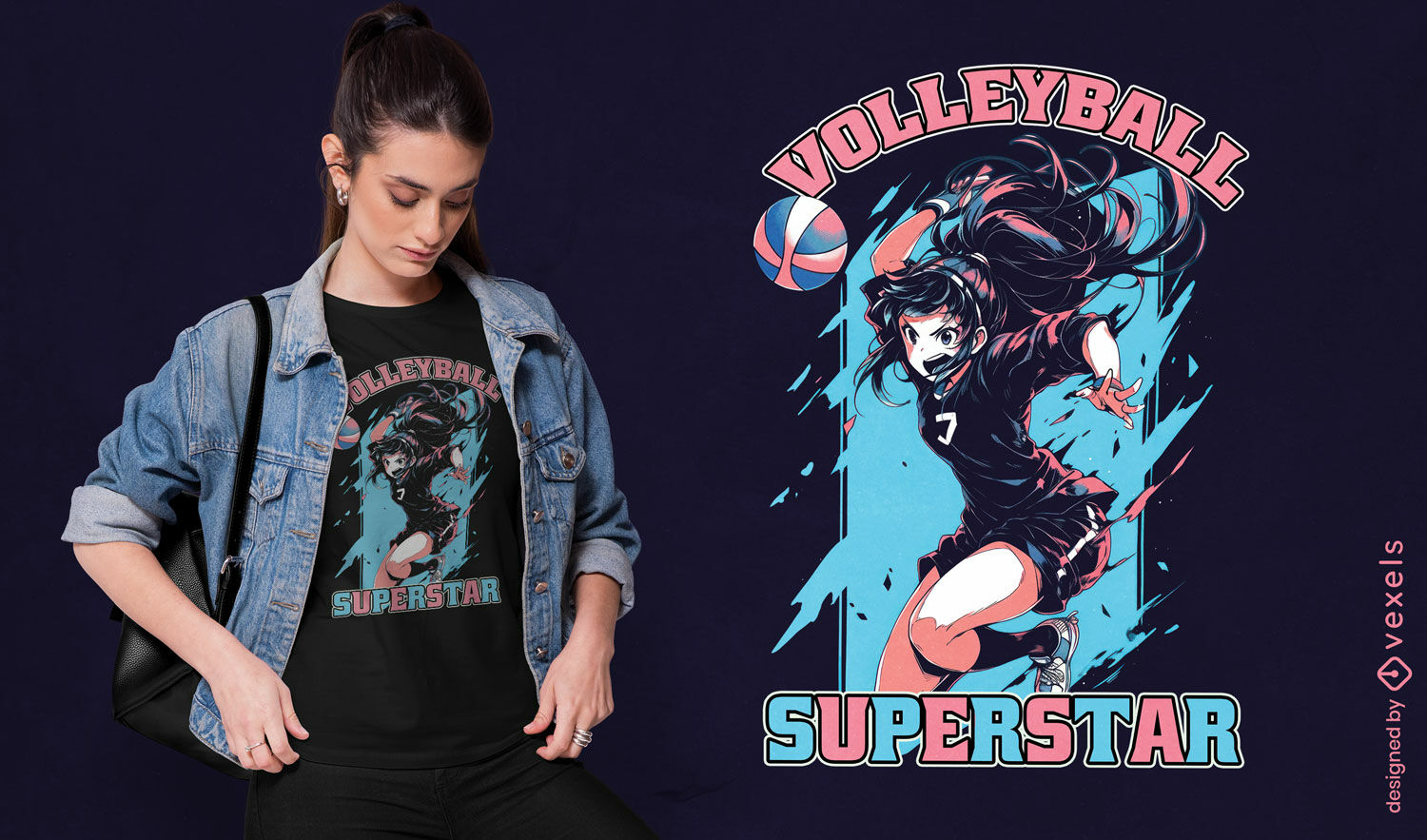 Diseño de camiseta de superestrella del voleibol.