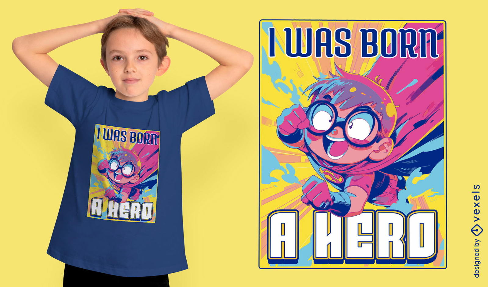 Eu nasci como design de camiseta de herói