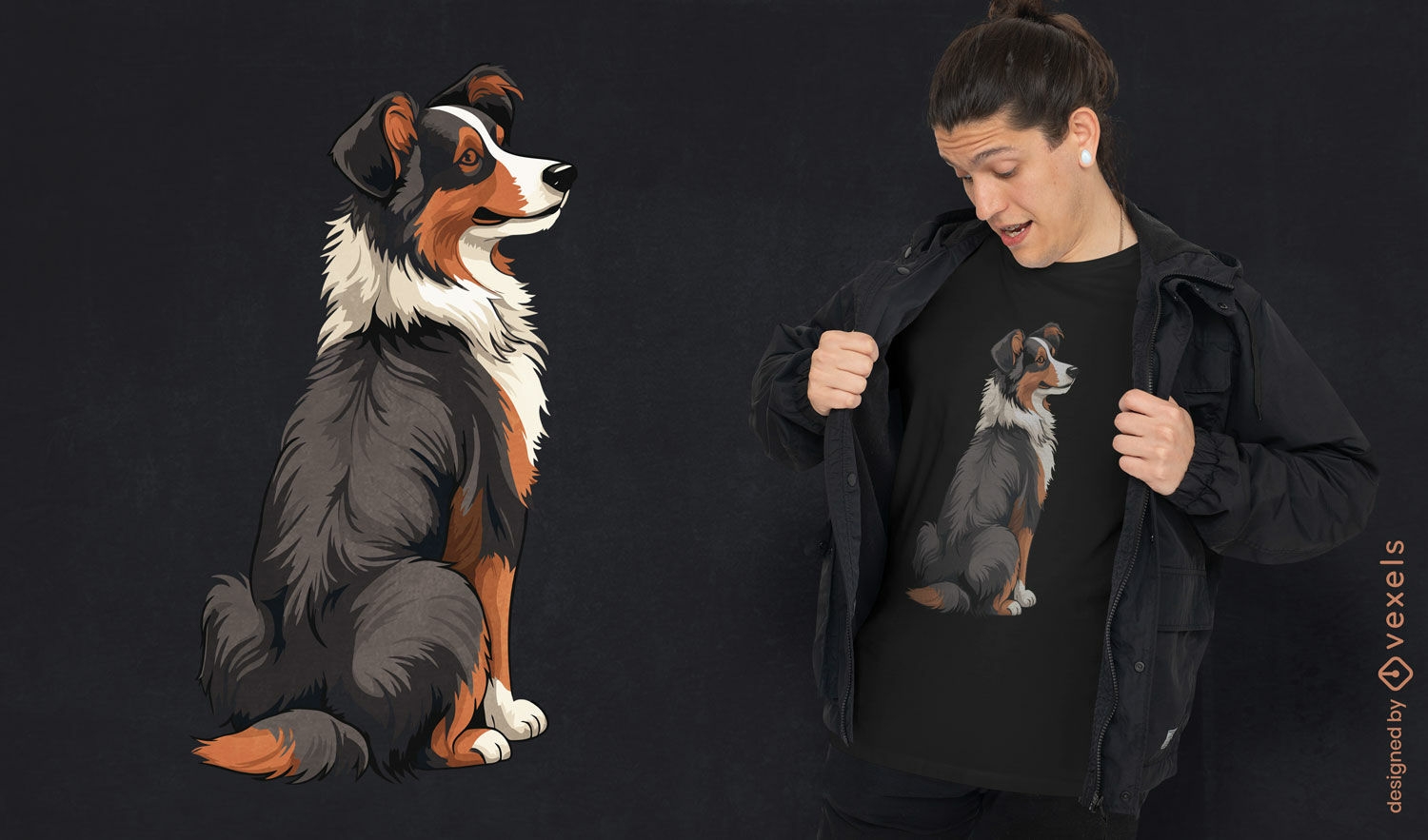 Schäferhund-Illustrations-T-Shirt-Design