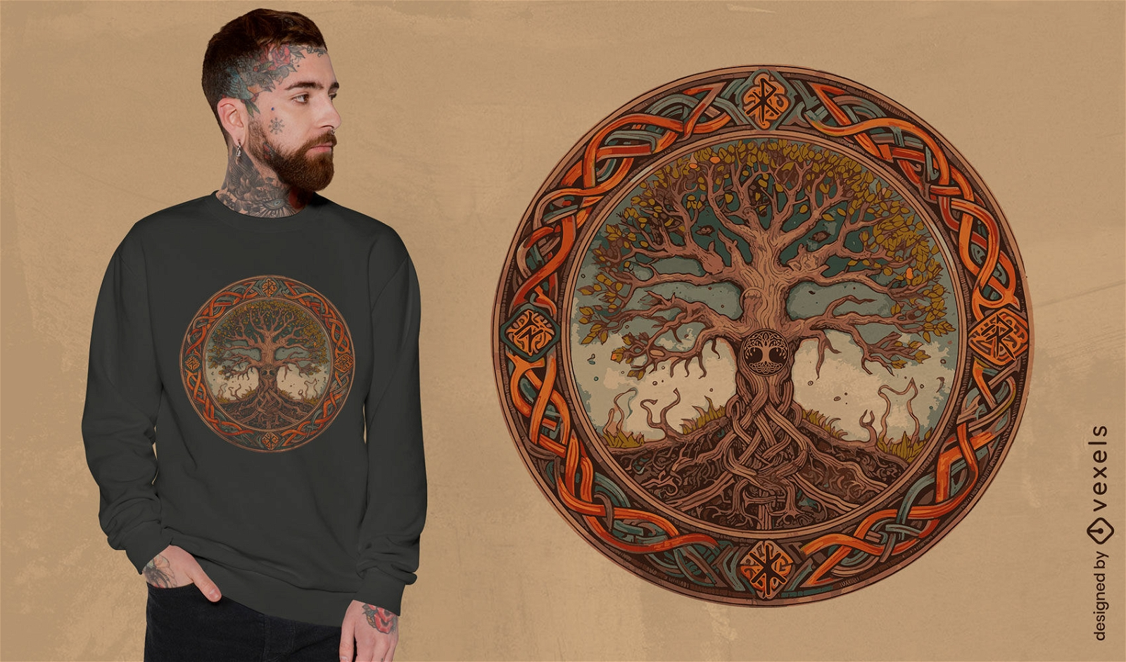 Diseño de camiseta del árbol de la vida celta.