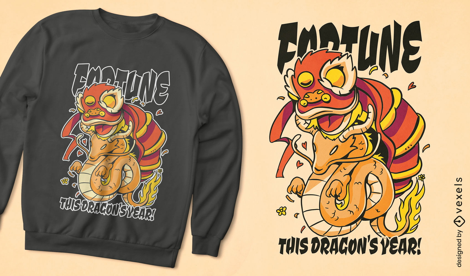 T-Shirt-Design für das Jahr des chinesischen Drachen