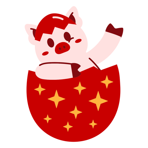 Pig in an egg with stars on it PNG Design