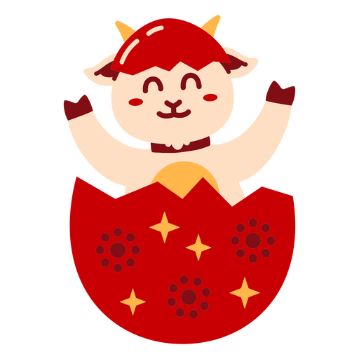 Cabra de dibujos animados juguetona saliendo de un huevo Diseño PNG