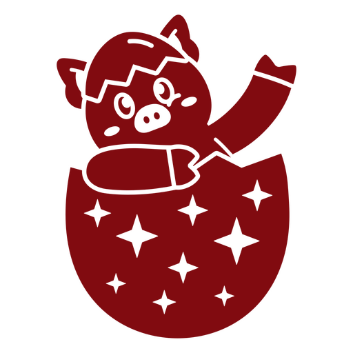 Red pig in an egg with stars on it PNG Design