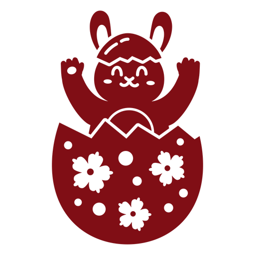 Red bunny in an easter egg with flowers PNG Design