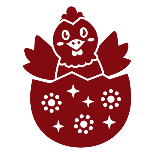 Red chicken sitting in an egg PNG Design