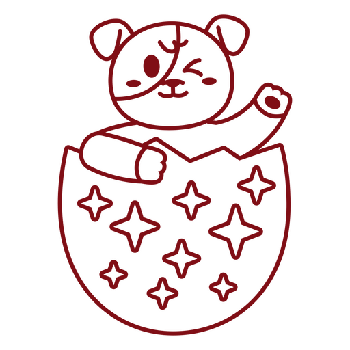 Ilustración de un cachorro juguetón en un acogedor diseño de huevo. Diseño PNG