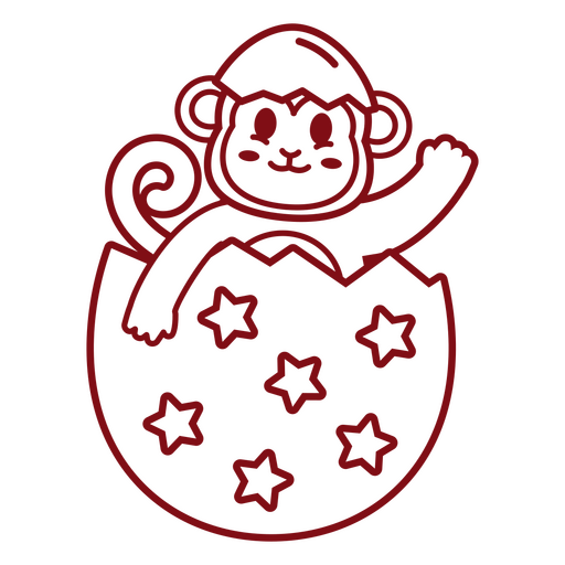 Monkey in an egg with stars on it PNG Design