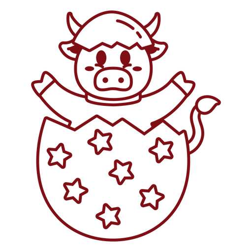 Vaca em um ovo com estrelas Desenho PNG