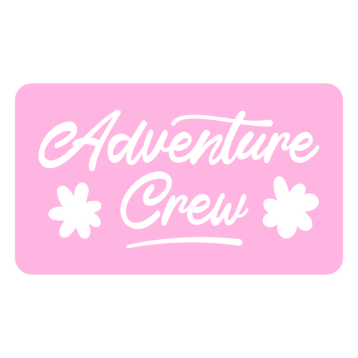 Logotipo de la tripulación de aventuras sobre un fondo rosa. Diseño PNG