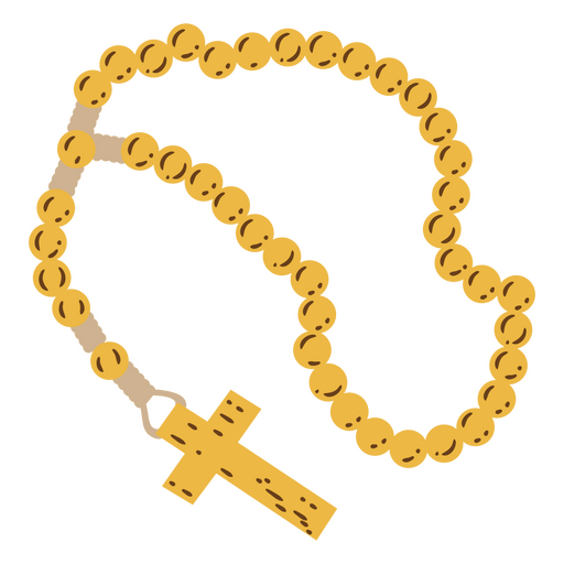 Gold rosary with a cross on it PNG Design