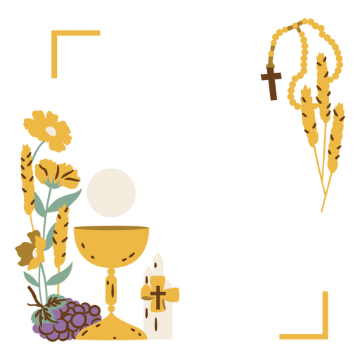 Rosário, trigo, flores e um cálice Desenho PNG
