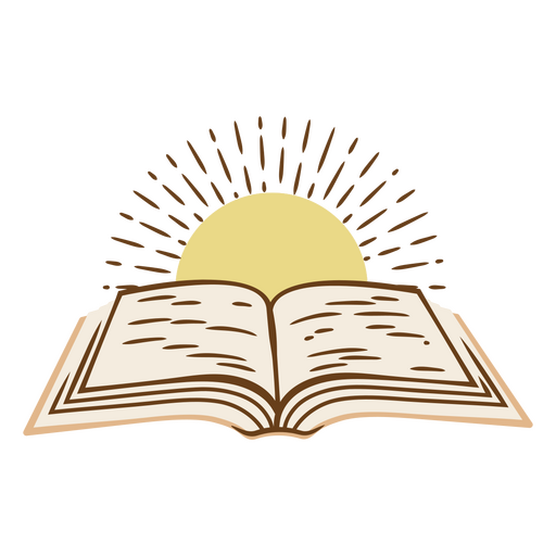 Abra o livro com o sol nascendo atrás dele Desenho PNG