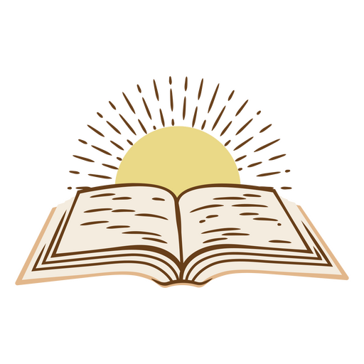 Open book with the sun rising behind it PNG Design