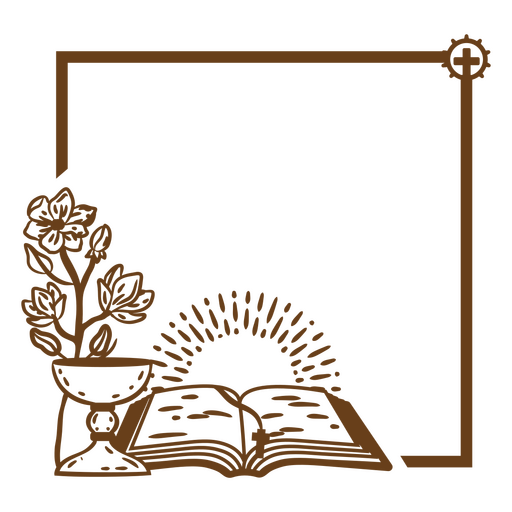 Rahmen mit einem offenen Buch und Blumen PNG-Design