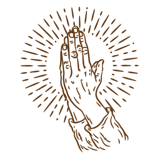Illustration betender Hände mit strahlenförmigen Linien PNG-Design