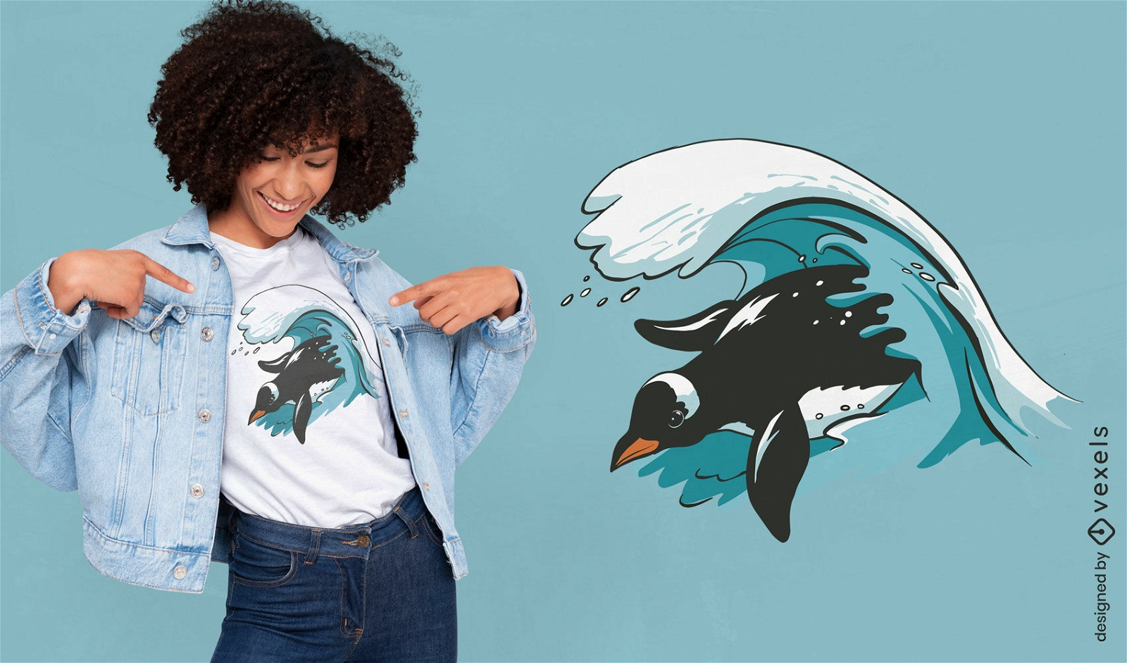 Penguin surfer t-shirt design