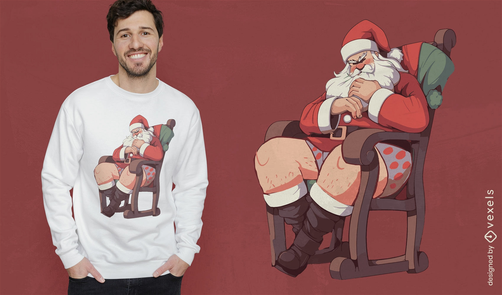 Papai Noel com design de camiseta de cueca