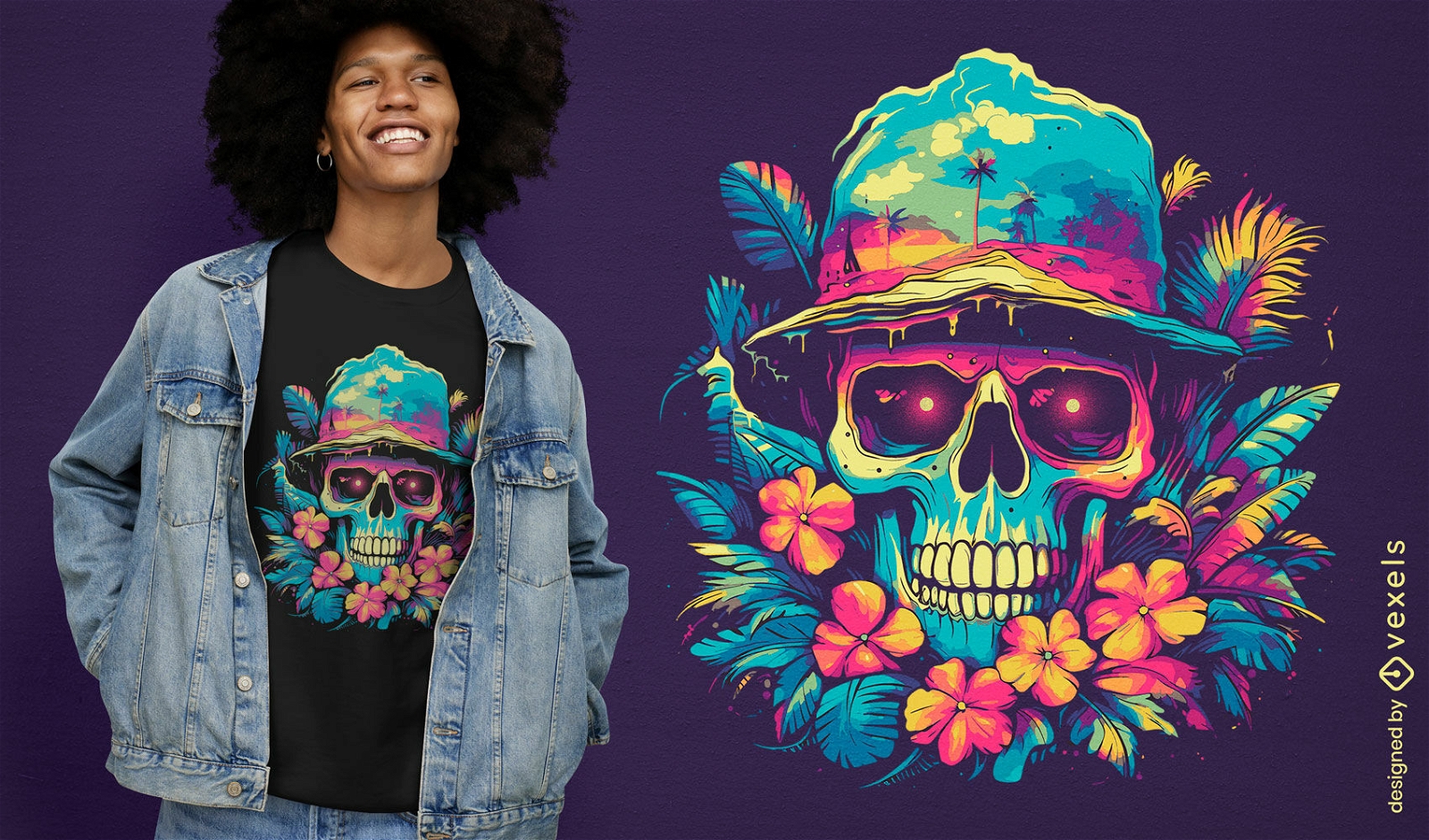 Summer skull t-shirt design