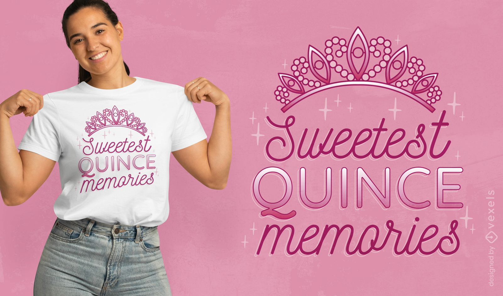 Pink crown quinceañera t-shirt design
