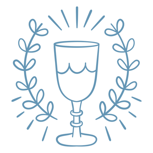 Copa de vino con corona de laurel. Diseño PNG