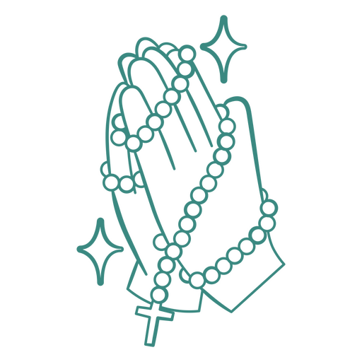 Hand with a rosary and rosary beads PNG Design