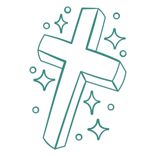 Stilisiertes christliches Kreuzdesign mit Glitzer PNG-Design