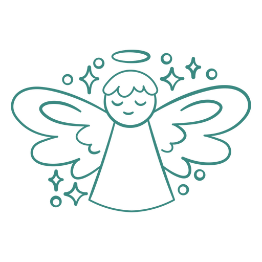 Ángel verde con estrellas. Diseño PNG