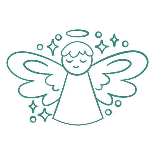 Green angel with stars PNG Design