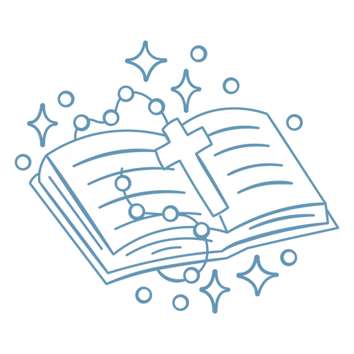 Open book with stars and a cross PNG Design