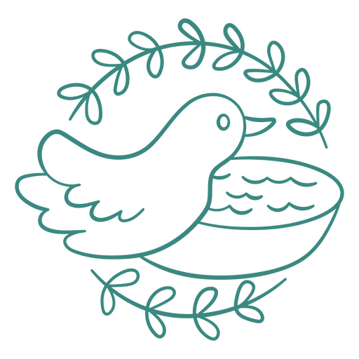 Bird with a bowl of water PNG Design